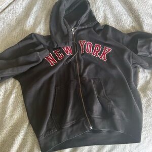 Brandy Melville Black Hoodie with Red Lettering